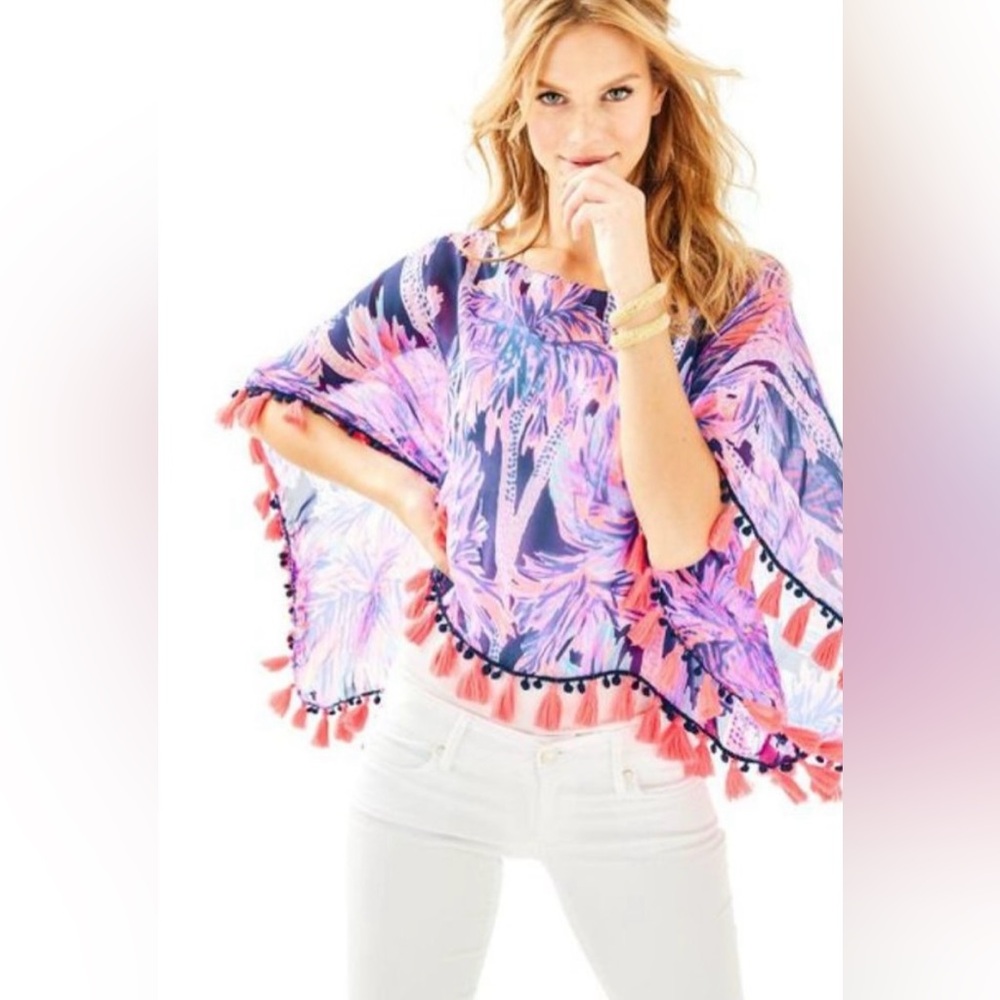 Lilly Pulitzer marina poncho palms up onesize